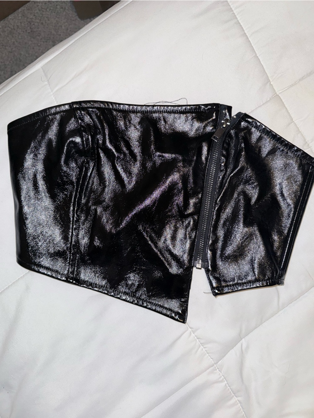 Forever 21 Black Faux Leather Corset Top
